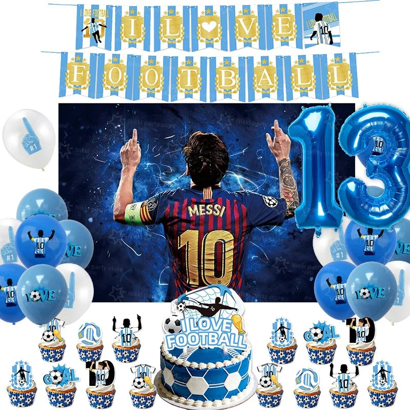 Soccer Party Supplies Superstar Messi Football Birthday Party Decoration Disposable Tableware Tablecloth Plates Cup Backdrop