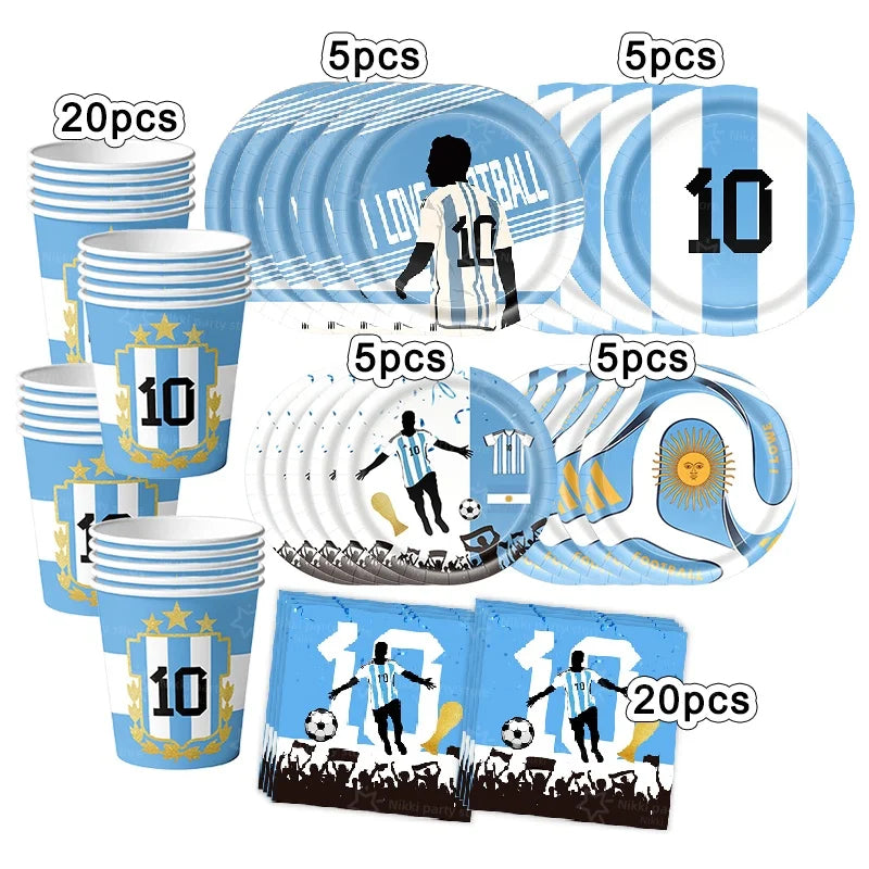 Soccer Party Supplies Superstar Messi Football Birthday Party Decoration Disposable Tableware Tablecloth Plates Cup Backdrop
