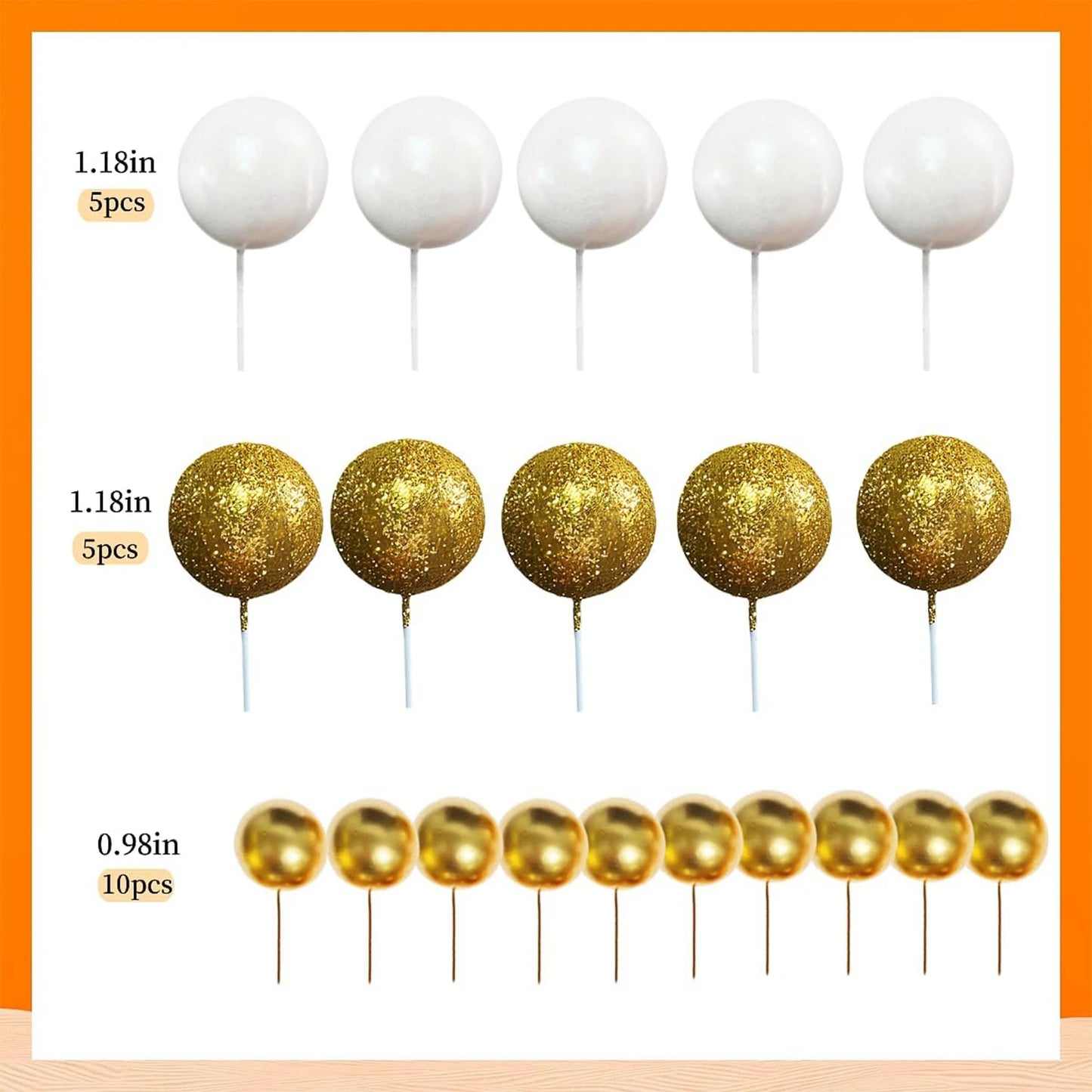 Balls Cake Toppers White Gold Balls Cake Toppers Crown Cake Toppers Boho Wedding Baby Shower Party Decoration