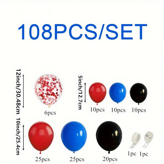 108Pcs Black Red Blue Balloons Arch Kit,for Student School Wedding Birthday Party Baby Showers Anniversary Christmas Decoration
