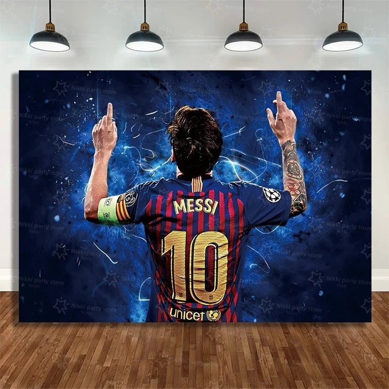 Soccer Party Supplies Superstar Messi Football Birthday Party Decoration Disposable Tableware Tablecloth Plates Cup Backdrop