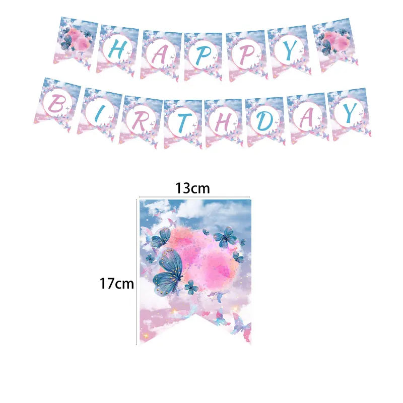 Butterfly Party Tableware Set  Butterfly Pattern Paper Plate Napkin Cup Disposable Tablecloth for Baby Shower Birthday Supplies