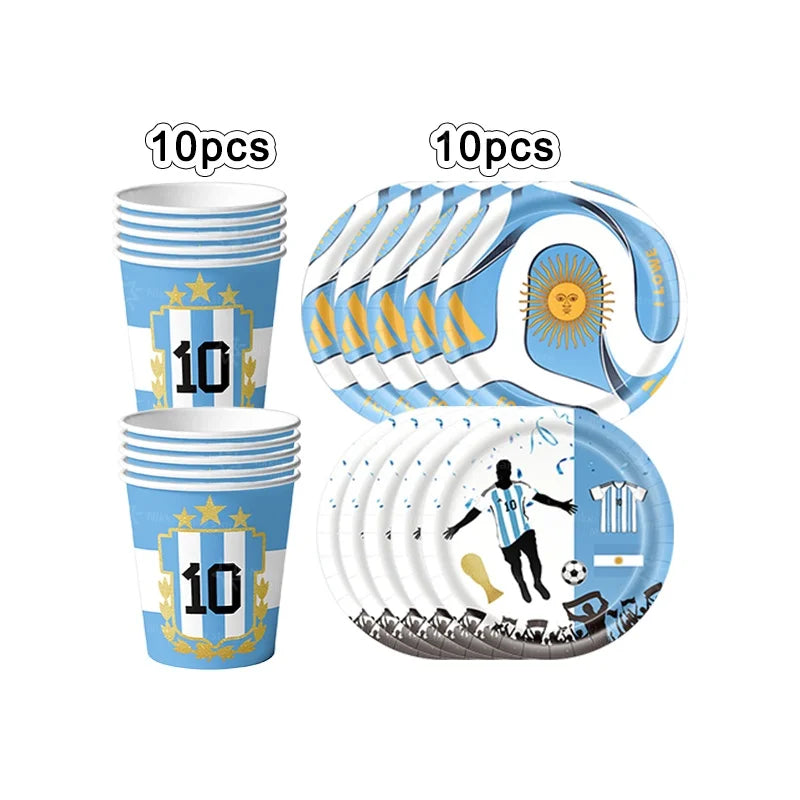 Soccer Party Supplies Superstar Messi Football Birthday Party Decoration Disposable Tableware Tablecloth Plates Cup Backdrop