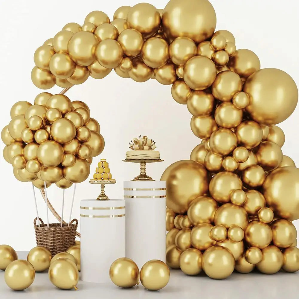 Metallic Gold Latex Balloons Multi Sizes  Balloon Arch Kit for Birthday Party Graduation Baby Shower
