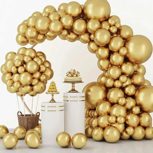 Metallic Gold Latex Balloons Multi Sizes  Balloon Arch Kit for Birthday Party Graduation Baby Shower