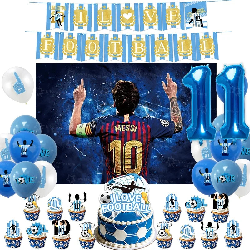 Soccer Party Supplies Superstar Messi Football Birthday Party Decoration Disposable Tableware Tablecloth Plates Cup Backdrop