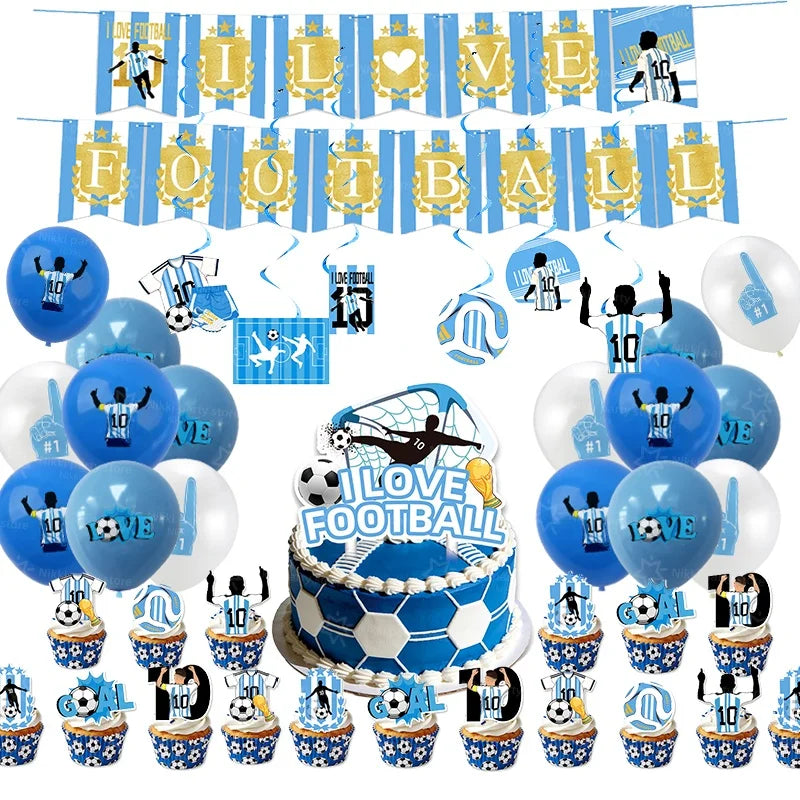 Soccer Party Supplies Superstar Messi Football Birthday Party Decoration Disposable Tableware Tablecloth Plates Cup Backdrop