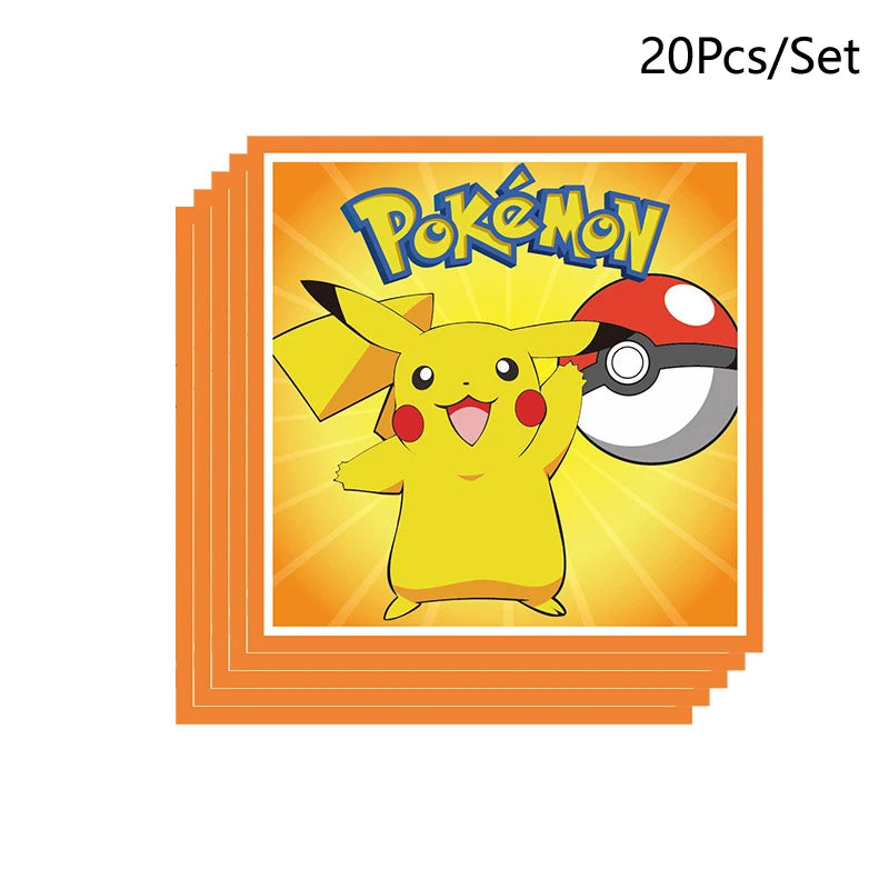 Pokemon Birthday Party Decorations Pikachu Cups Plate Disposable Tableware Napkin Kids Party Supplies Gifts