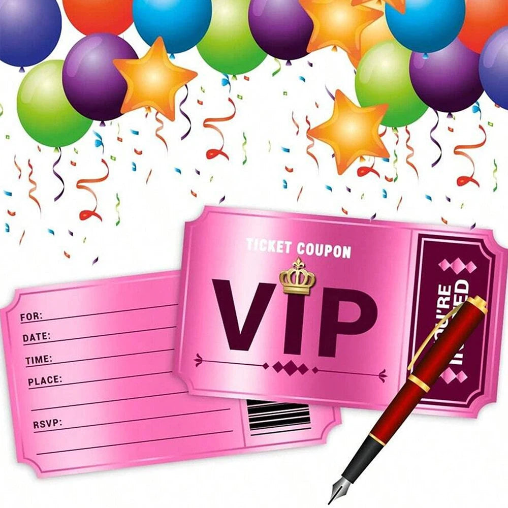 2/12/24Pcs Party Invitations Cards With Envelopes Theme Party Birthday Celebration Movie VIP Party Invitations