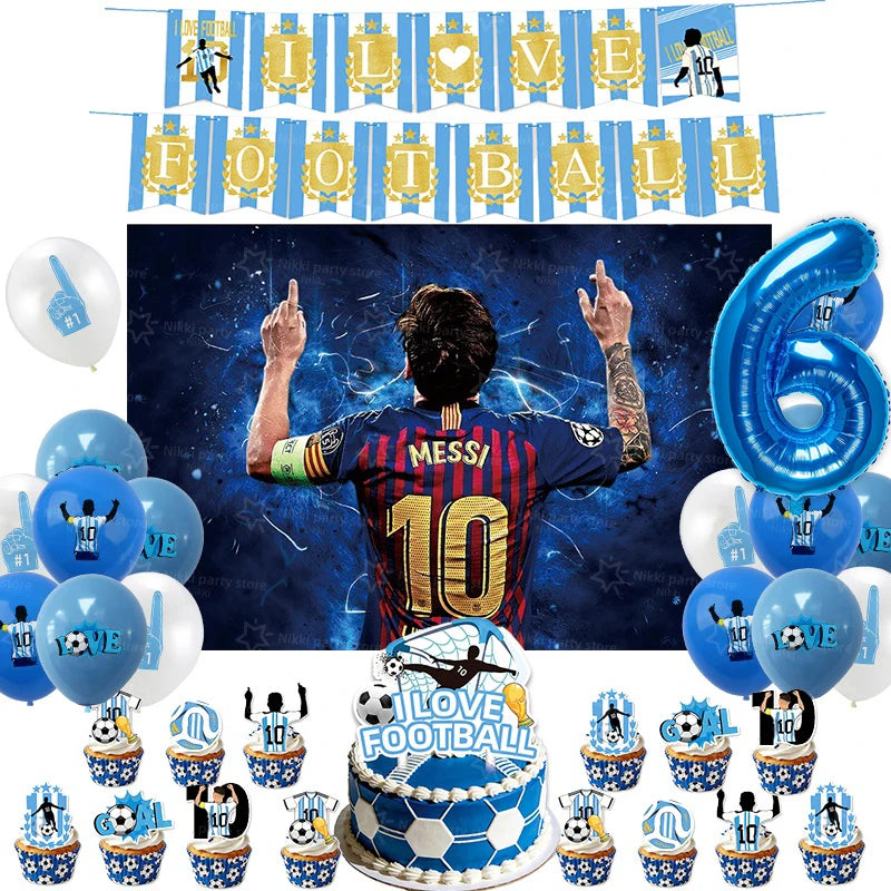 Soccer Party Supplies Superstar Messi Football Birthday Party Decoration Disposable Tableware Tablecloth Plates Cup Backdrop