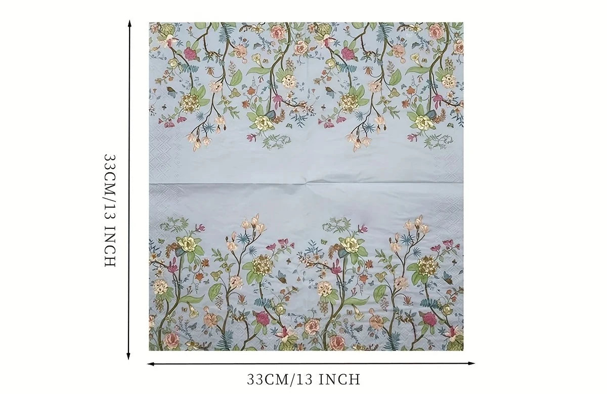20pcs Vintage Wildflower Disposable Napkins for Parties Weddings Birthdays - 13x13 Inch Perfect for Desserts & Celebrations