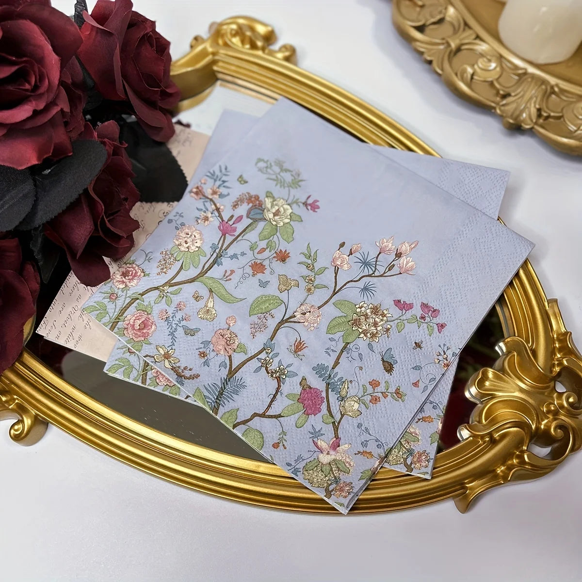 20pcs Vintage Wildflower Disposable Napkins for Parties Weddings Birthdays - 13x13 Inch Perfect for Desserts & Celebrations