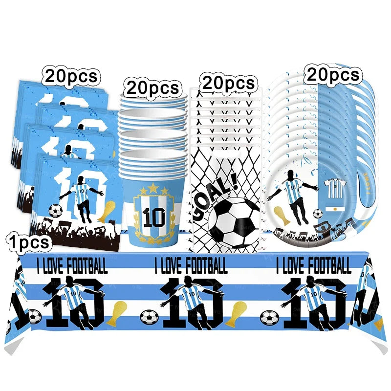 Soccer Party Supplies Superstar Messi Football Birthday Party Decoration Disposable Tableware Tablecloth Plates Cup Backdrop