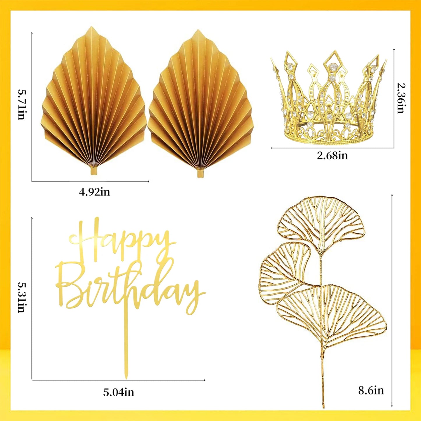 Balls Cake Toppers White Gold Balls Cake Toppers Crown Cake Toppers Boho Wedding Baby Shower Party Decoration