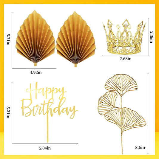 Balls Cake Toppers White Gold Balls Cake Toppers Crown Cake Toppers Boho Wedding Baby Shower Party Decoration