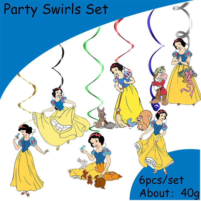 Snow White Birthday Party Set Cup Plate Napkins Tablecloth Cake Topper Balloons Disposable Tableware Baby Shower Supplies
