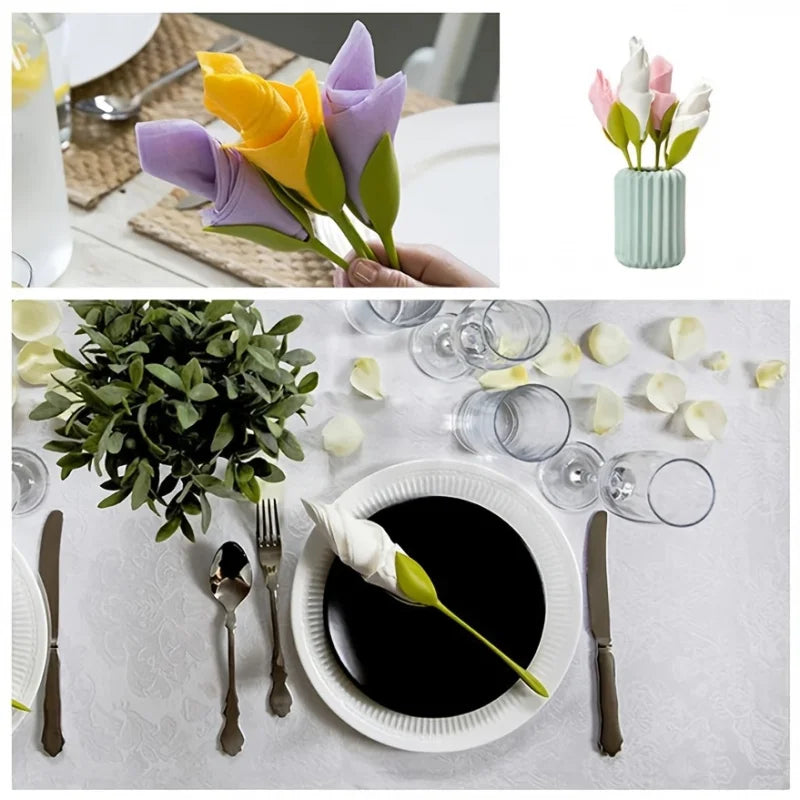 10 Elegant Floral Napkin Holders-Suitable for Weddings,Parties,Daily Table Centerpieces Decorations-Fashionable Napkin Holders