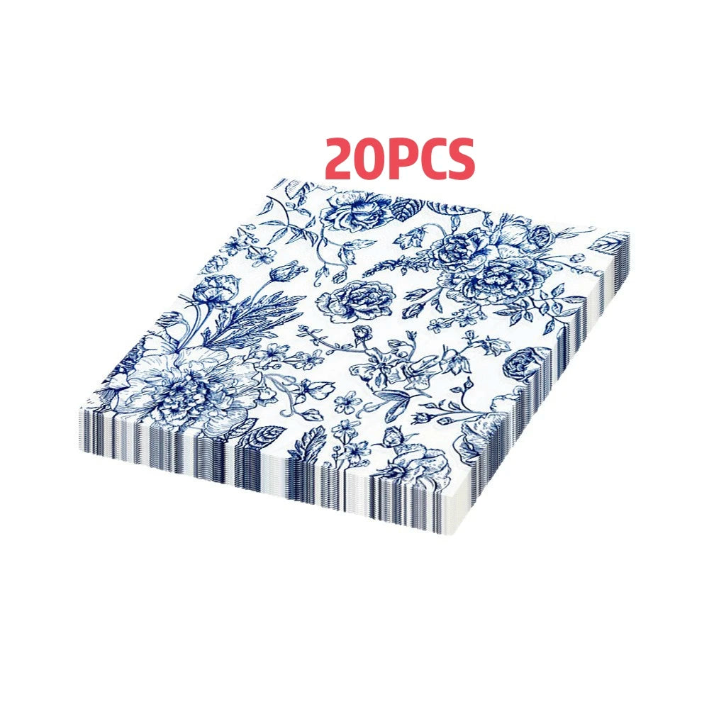 20 piecesperpackofvintageblueprintednapkinsblue andwhiteporcelainpartynapkinshotel party disposable napkins