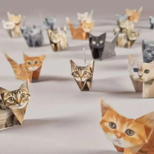 DIY Origami Paper Cats Dogs Dinosaurs Kit 50Pcs Fold Your Own Animal Craft Cute 3D Desk Decor Toy for Kids Adults Beginners Gift