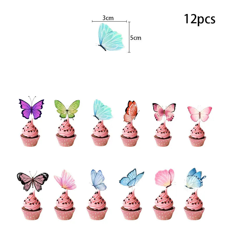 Butterfly Party Tableware Set  Butterfly Pattern Paper Plate Napkin Cup Disposable Tablecloth for Baby Shower Birthday Supplies