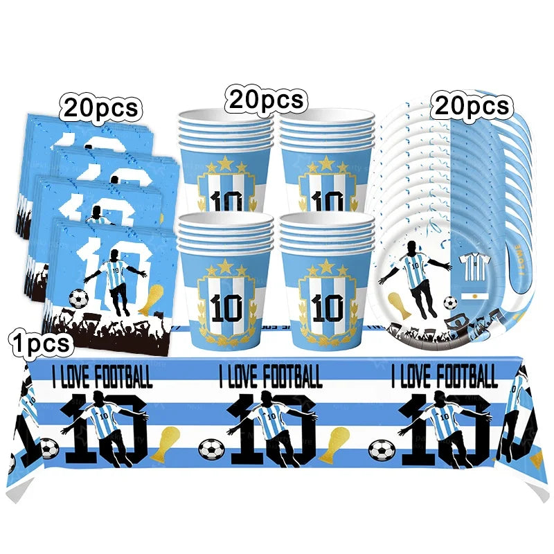 Soccer Party Supplies Superstar Messi Football Birthday Party Decoration Disposable Tableware Tablecloth Plates Cup Backdrop