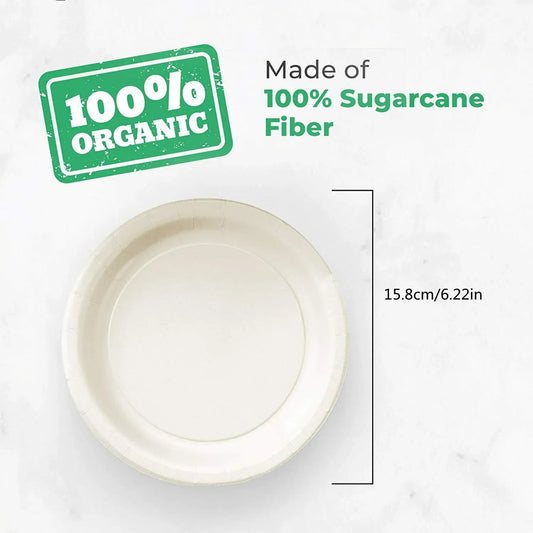 50/100pcs 16CM Organic Disposable Plates Cutlery for Barbecue Cake Pan Office Party Supplies  Restaurant Supplies Birthday Party