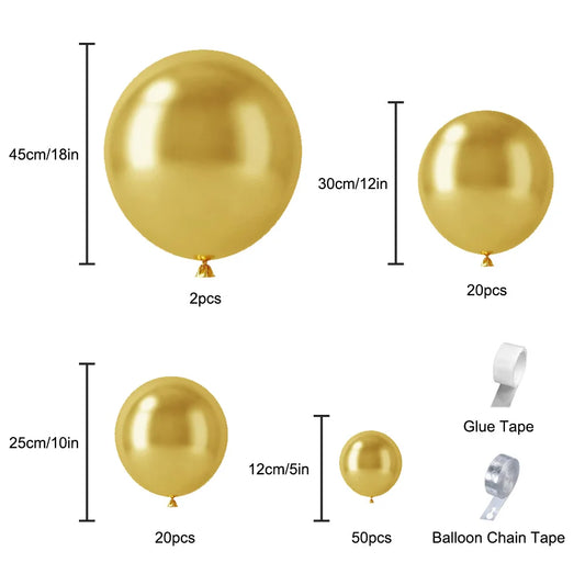 Metallic Gold Latex Balloons Multi Sizes Balloon Arch Kit for Birthday Party Graduation Baby Shower