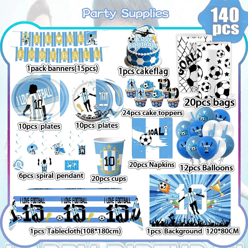 Soccer Party Supplies Superstar Messi Football Birthday Party Decoration Disposable Tableware Tablecloth Plates Cup Backdrop