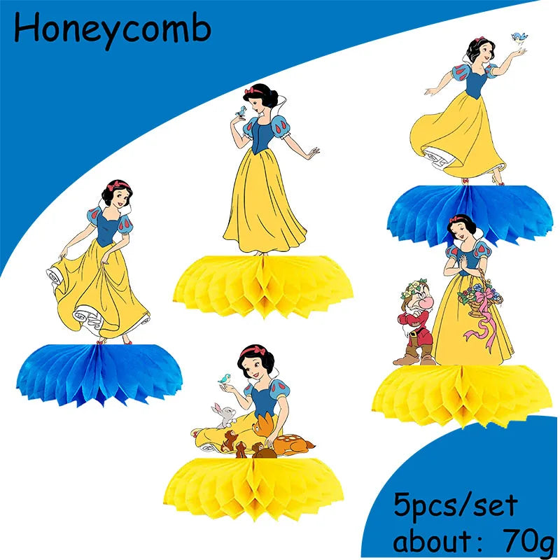 Snow White Birthday Party Set Cup Plate Napkins Tablecloth Cake Topper Balloons Disposable Tableware Baby Shower Supplies